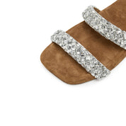 Bownie Suede Crystal-Woven Strappy Sandals