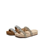 Bownie Suede Crystal-Woven Strappy Sandals