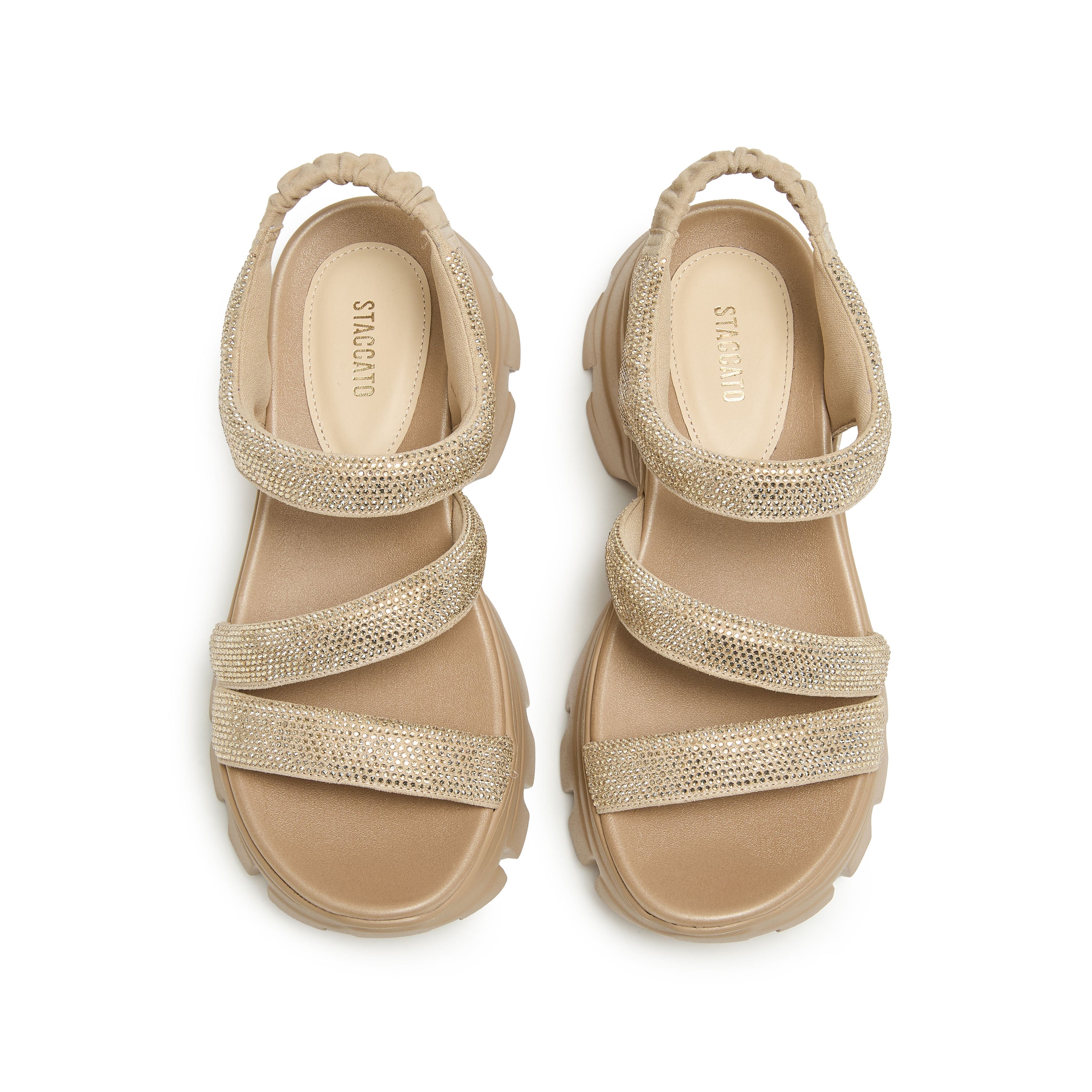 Rose Gold Crystal-embellished Strappy Sporty Sandals
