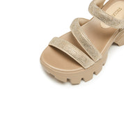 Rose Gold Crystal-embellished Strappy Sporty Sandals