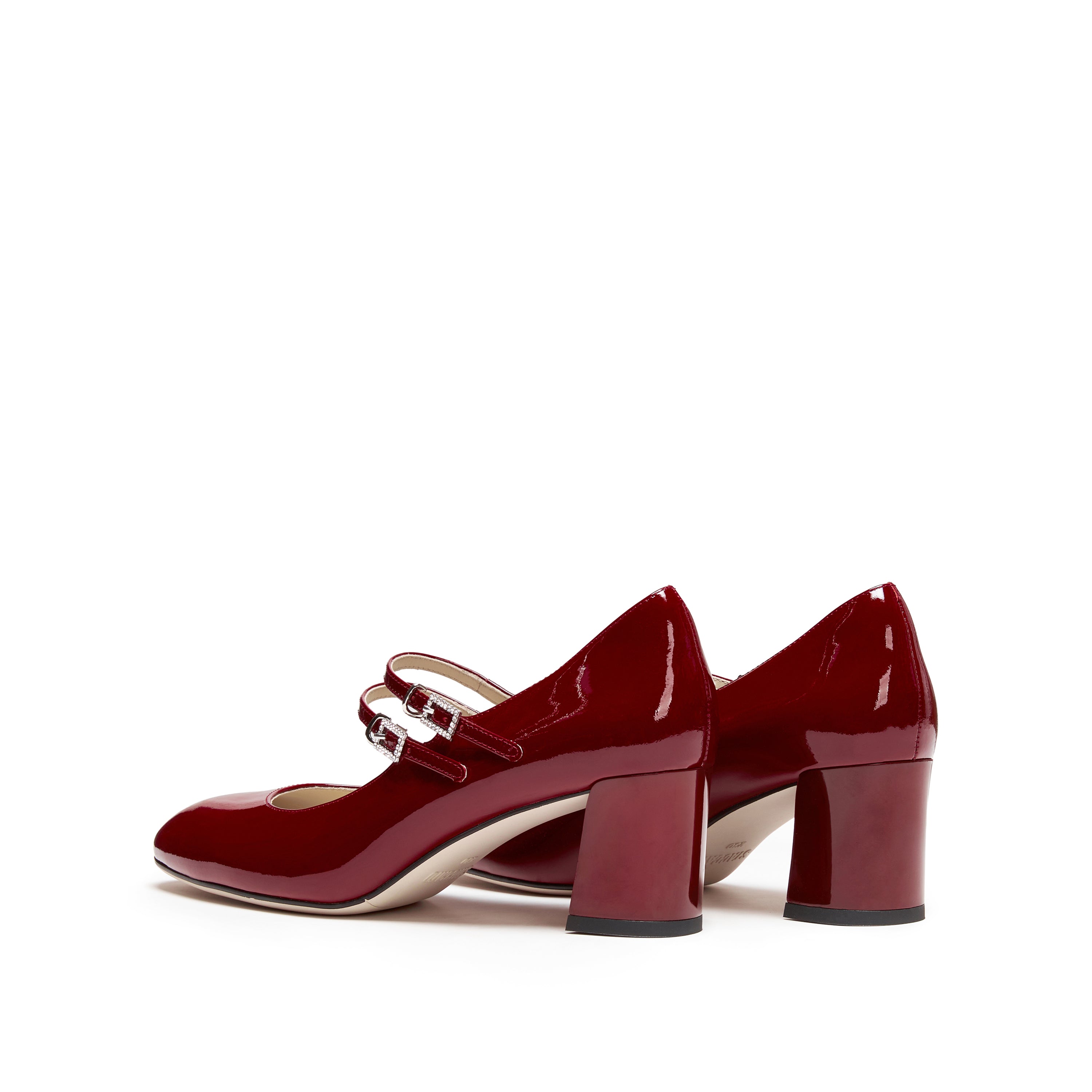 Patent Double Strap Crystal Buckle Mary Janes