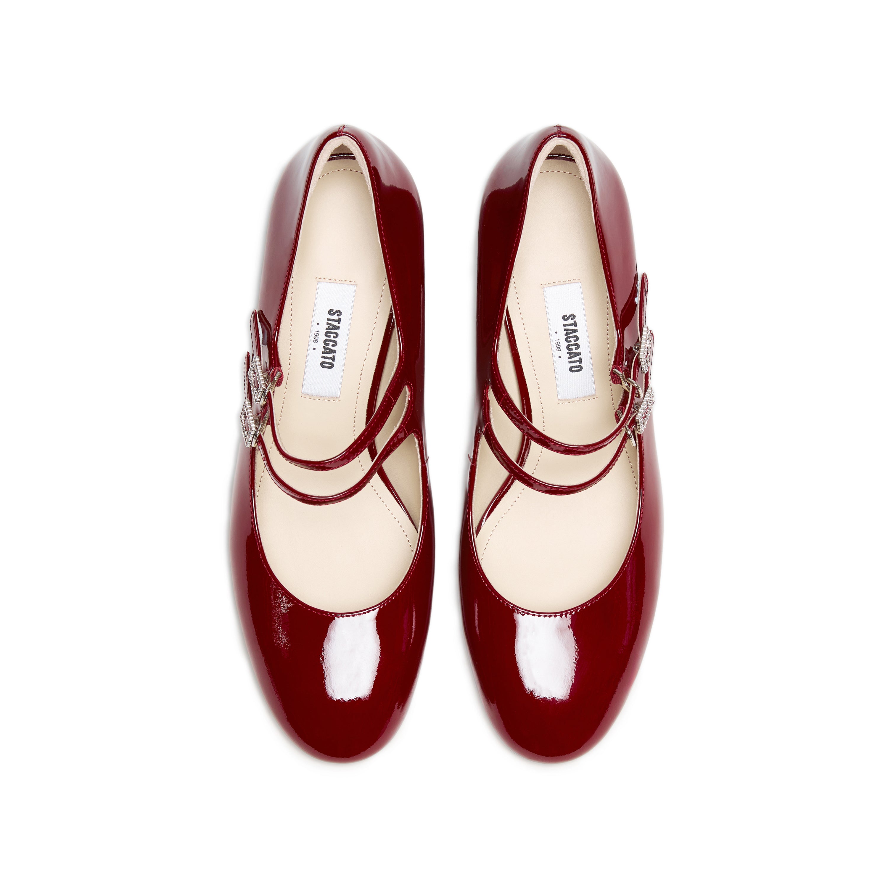 Patent Double Strap Crystal Buckle Mary Janes