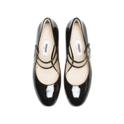 Patent Double Strap Crystal Buckle Mary Janes