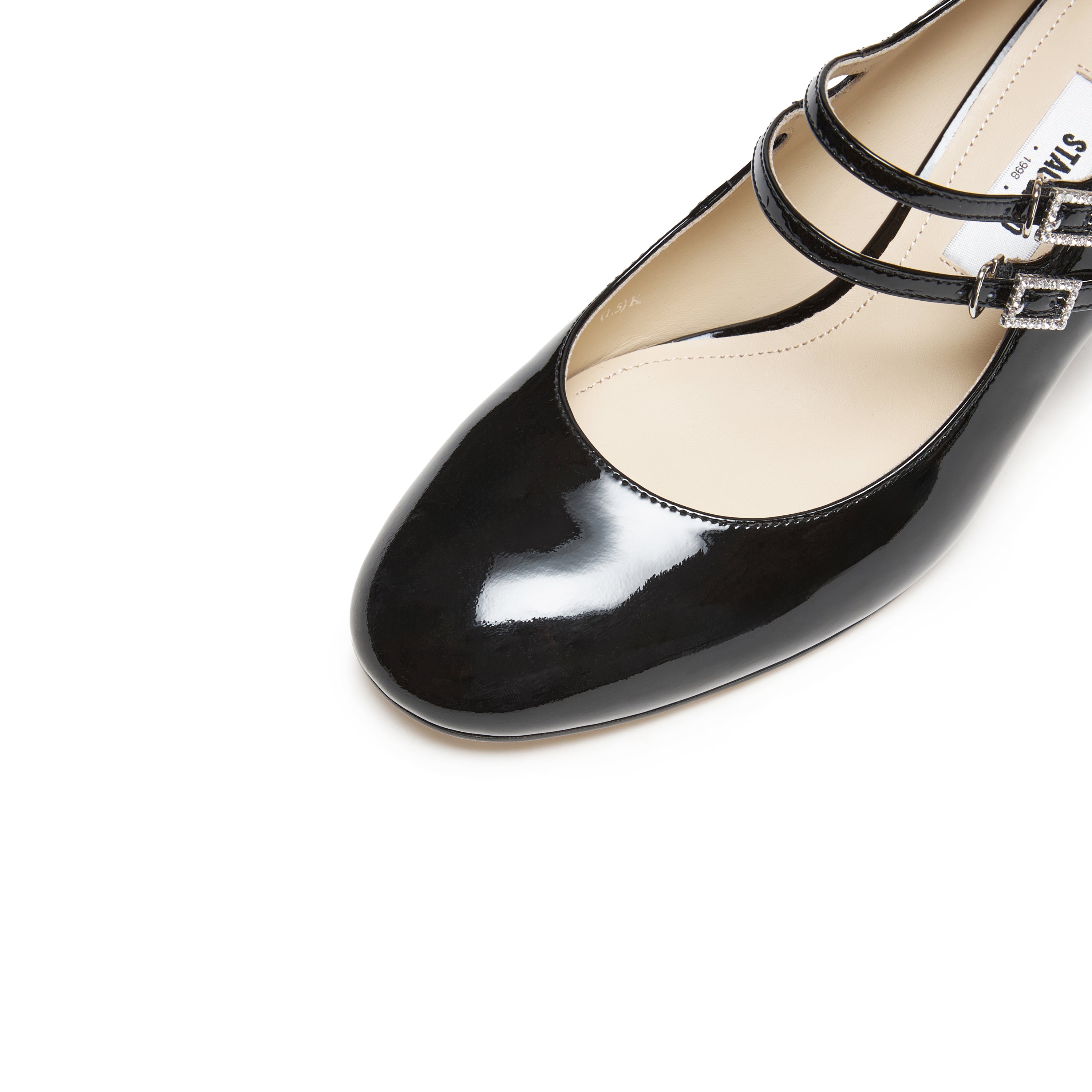 Patent Double Strap Crystal Buckle Mary Janes