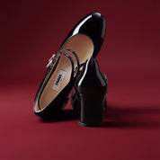 Patent Double Strap Crystal Buckle Mary Janes