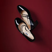 Patent Double Strap Crystal Buckle Mary Janes