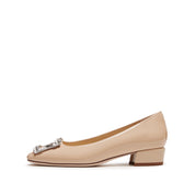 Patent Crystal Square Buckle Low Heel Pumps