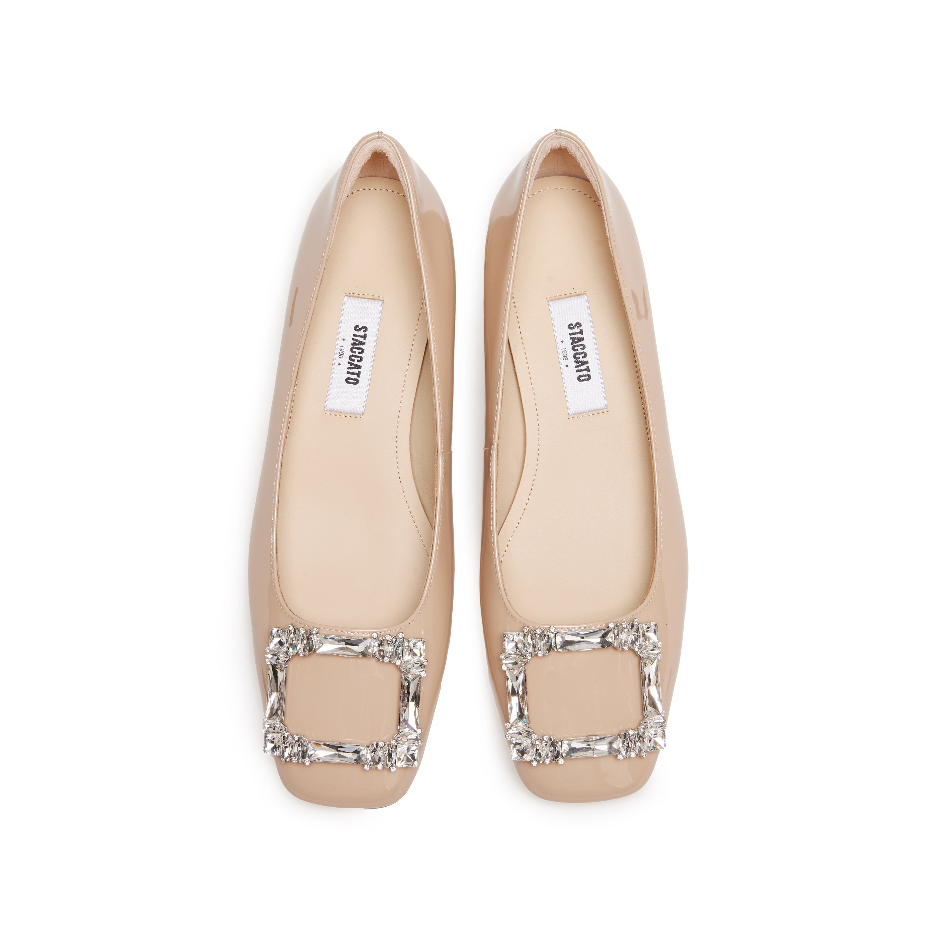Patent Crystal Square Buckle Low Heel Pumps