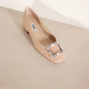 Patent Crystal Square Buckle Low Heel Pumps