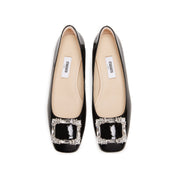 Patent Crystal Square Buckle Low Heel Pumps