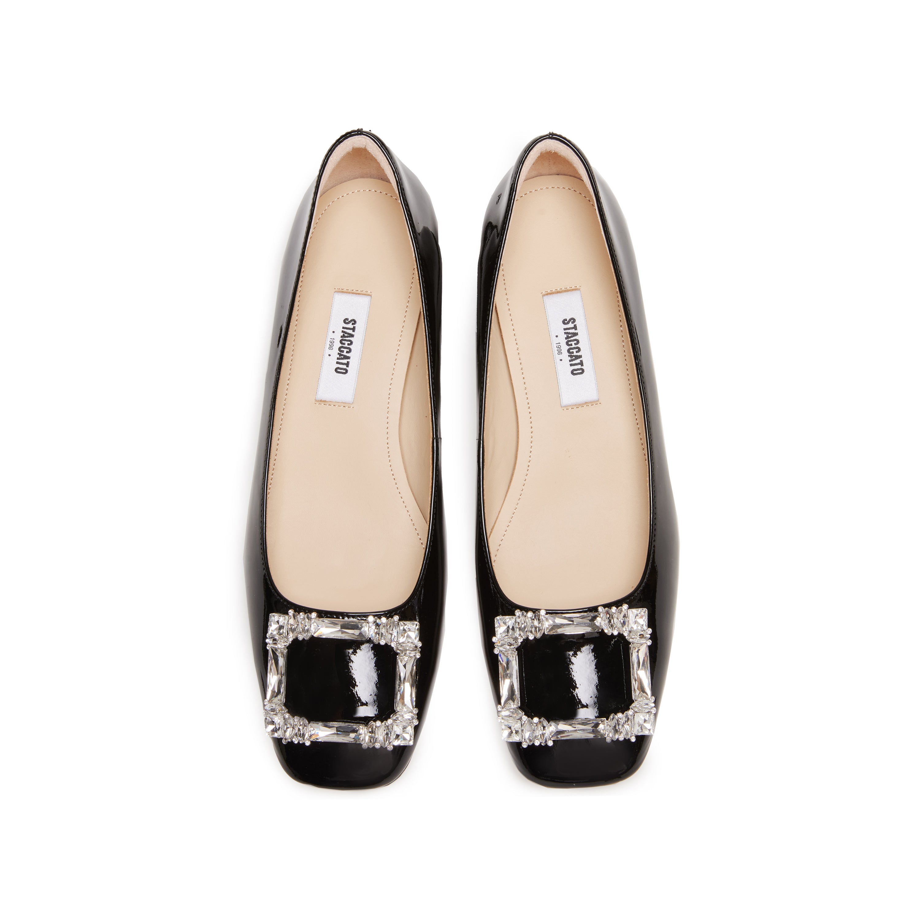 Patent Crystal Square Buckle Low Heel Pumps