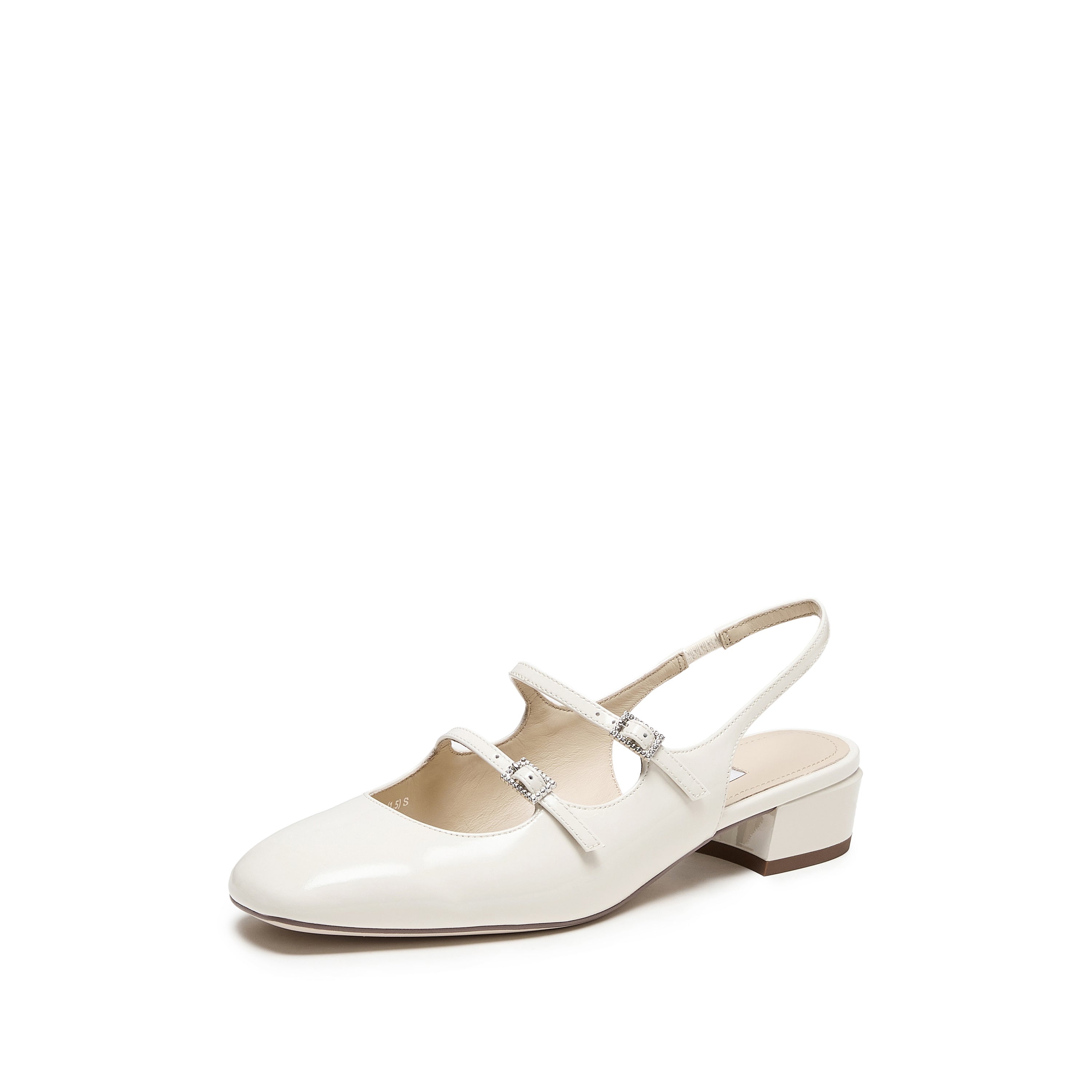 White Slingback Buckle Strap Heels