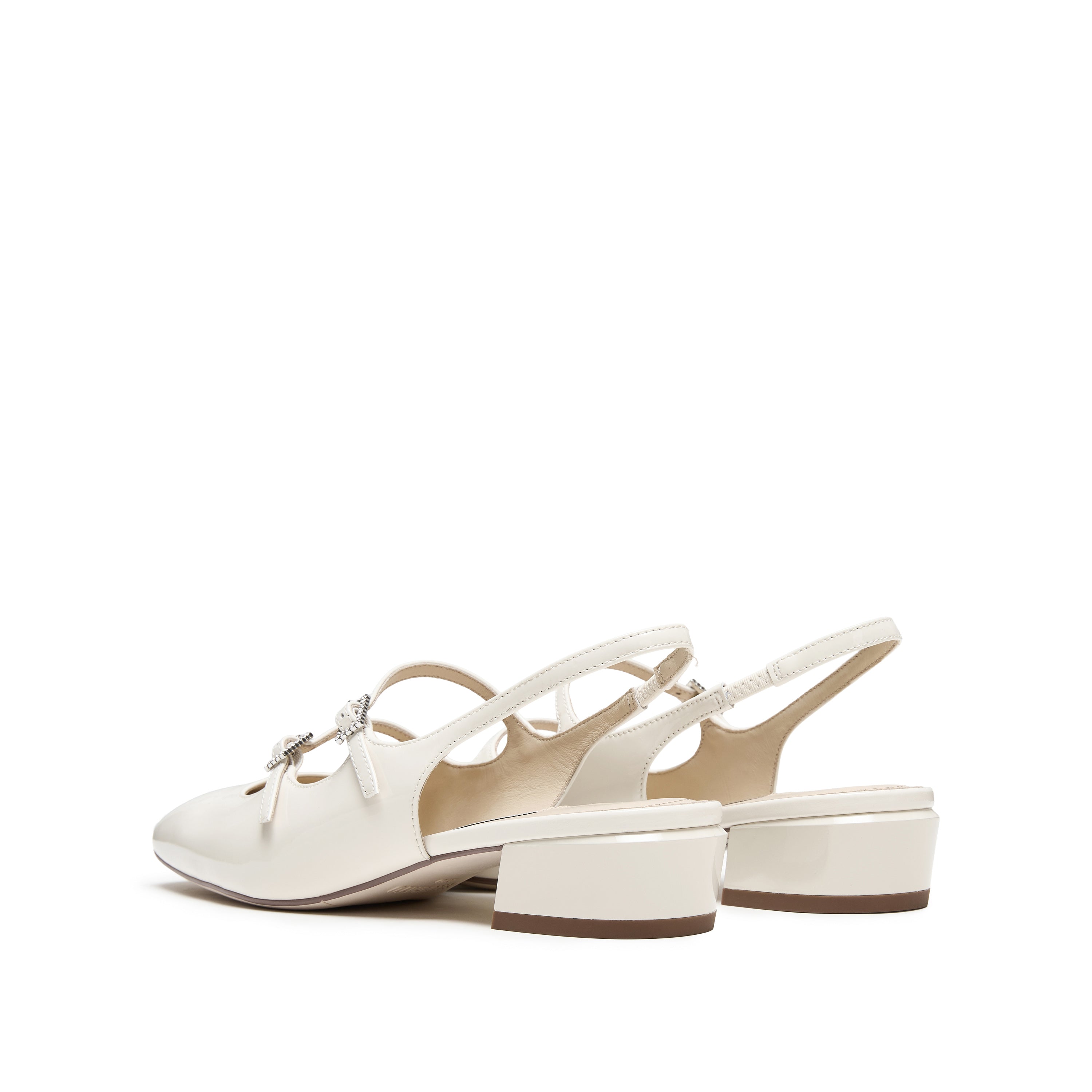White Slingback Buckle Strap Heels
