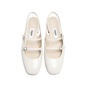 White Slingback Buckle Strap Heels