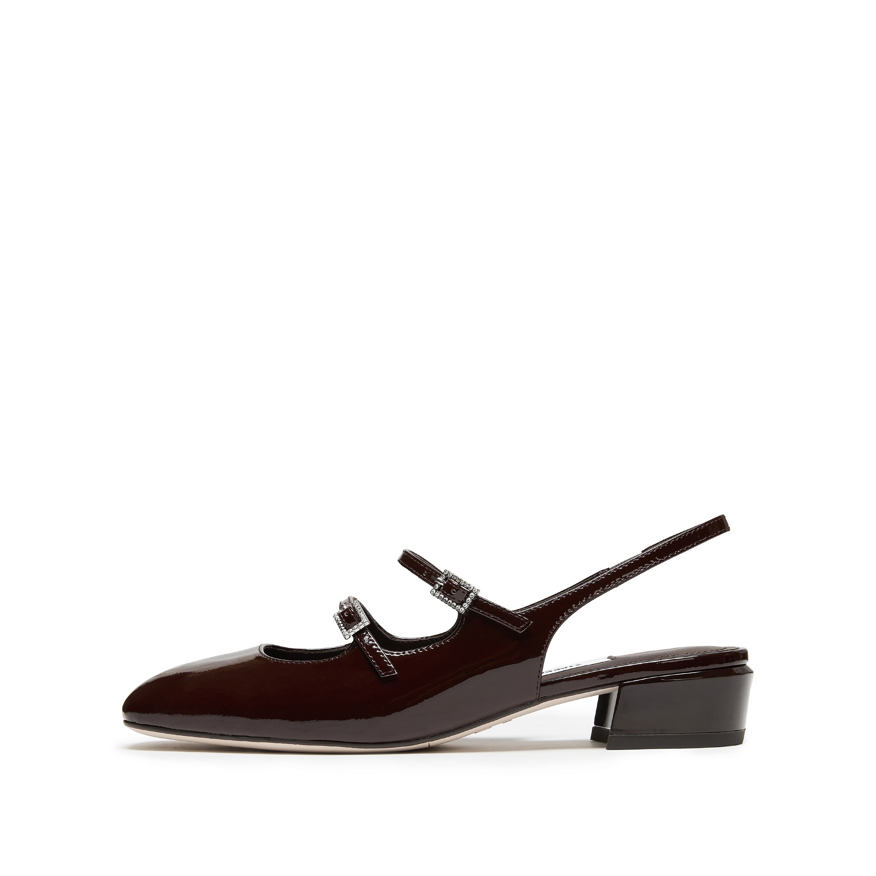 Brown Slingback Buckle Strap Heels