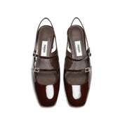 Brown Slingback Buckle Strap Heels