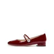 Patent Cross Strap Crystal Button Mary Janes