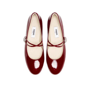 Patent Cross Strap Crystal Button Mary Janes
