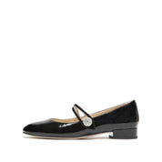 Patent Cross Strap Crystal Button Mary Janes
