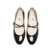 Patent Cross Strap Crystal Button Mary Janes