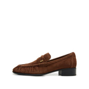 Brown Suede Penny Loafers with Hardware