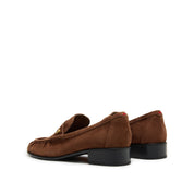 Brown Suede Penny Loafers with Hardware
