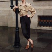 Brown Suede Penny Loafers with Hardware