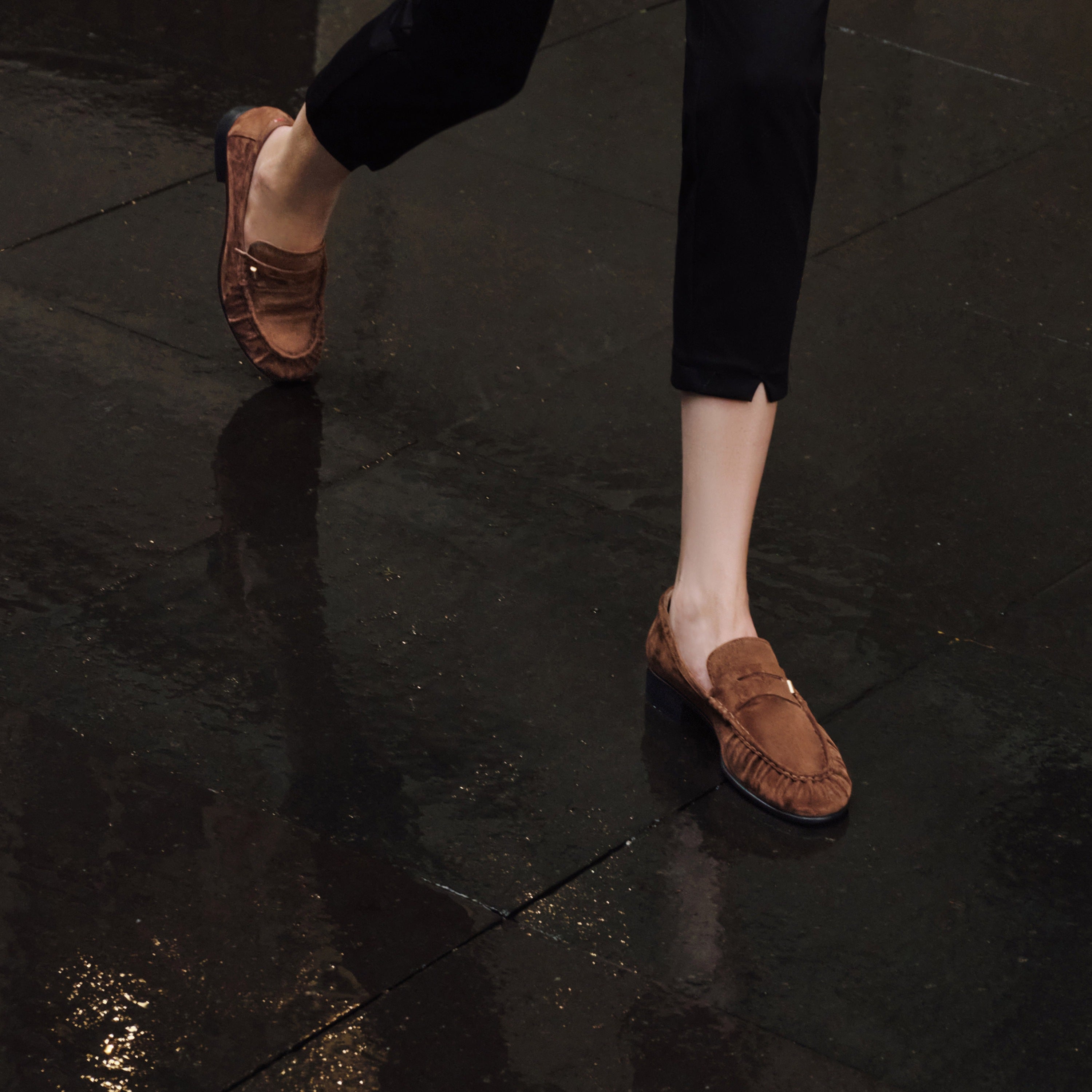 Brown Suede Penny Loafers with Hardware