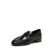 Black Suede Penny Loafers with Hardware
