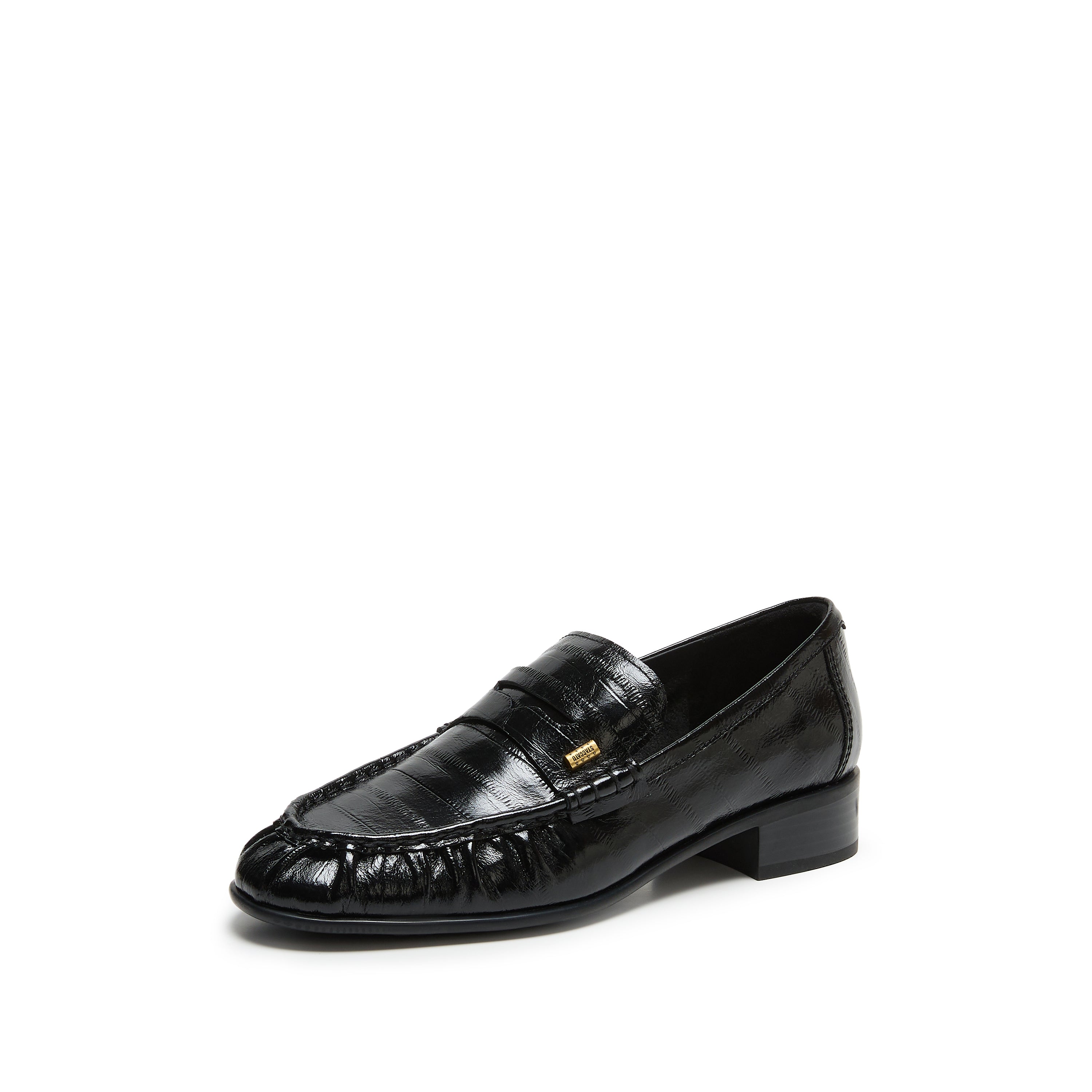 Black Suede Penny Loafers with Hardware