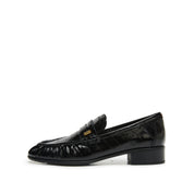 Black Suede Penny Loafers with Hardware