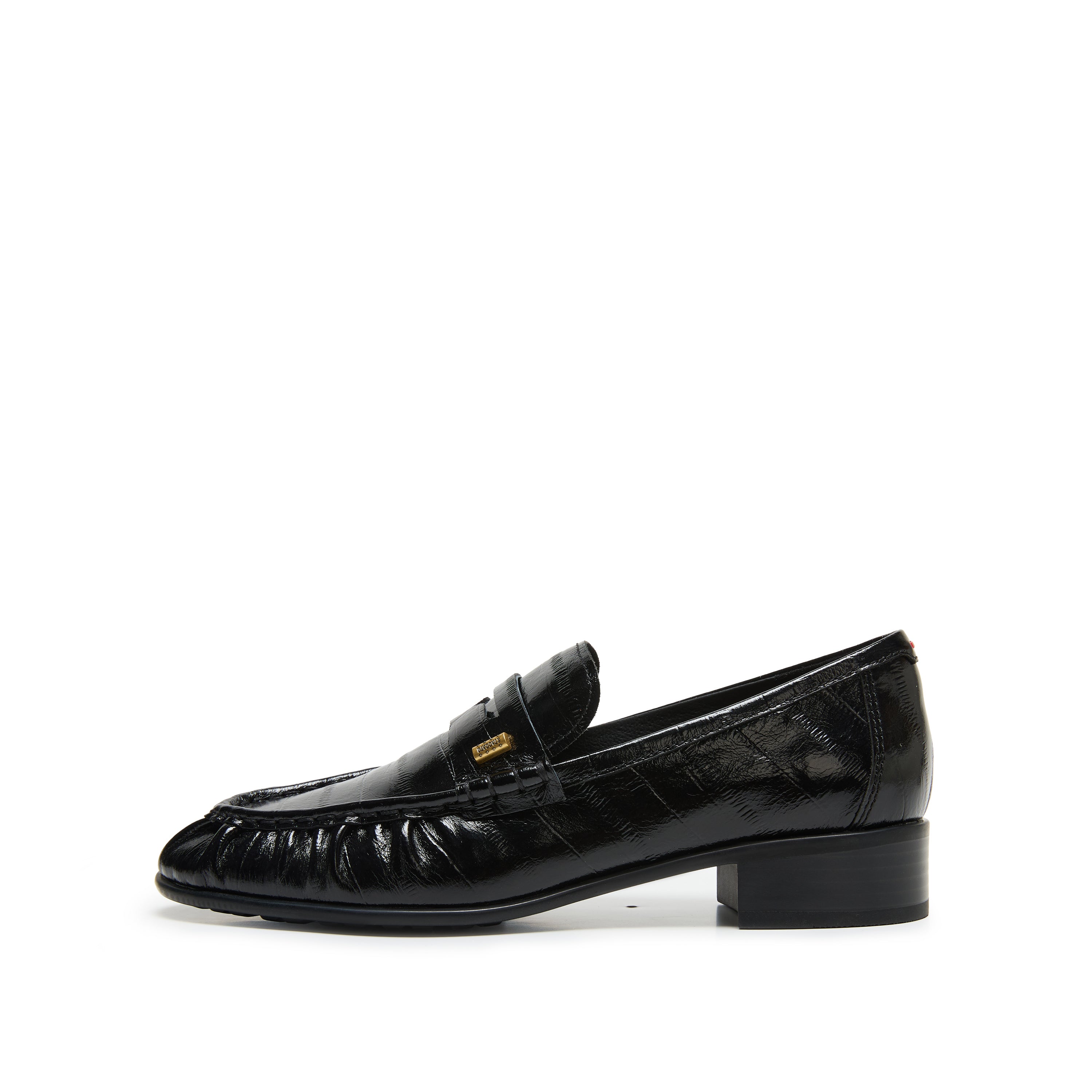 Black Suede Penny Loafers with Hardware