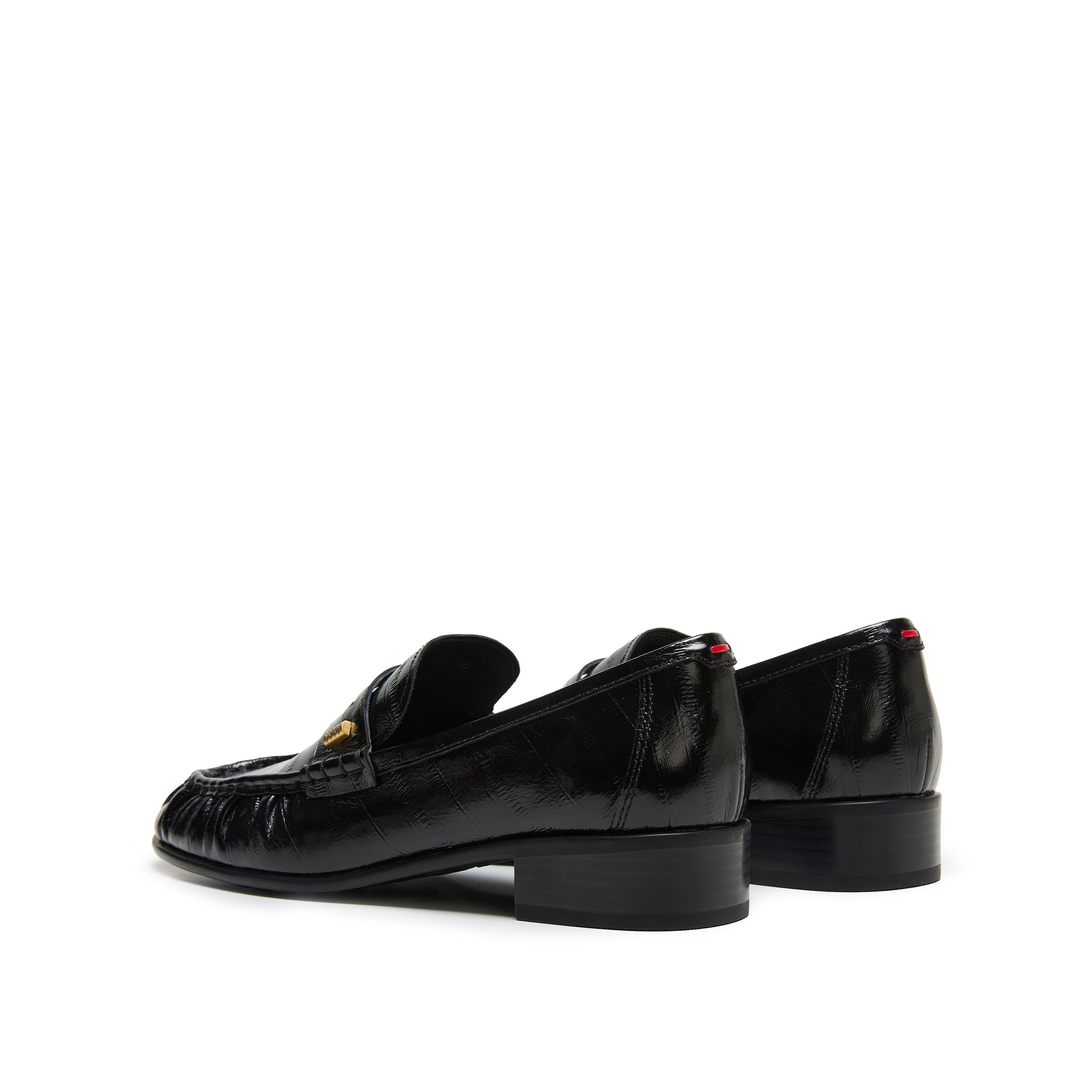 Black Suede Penny Loafers with Hardware