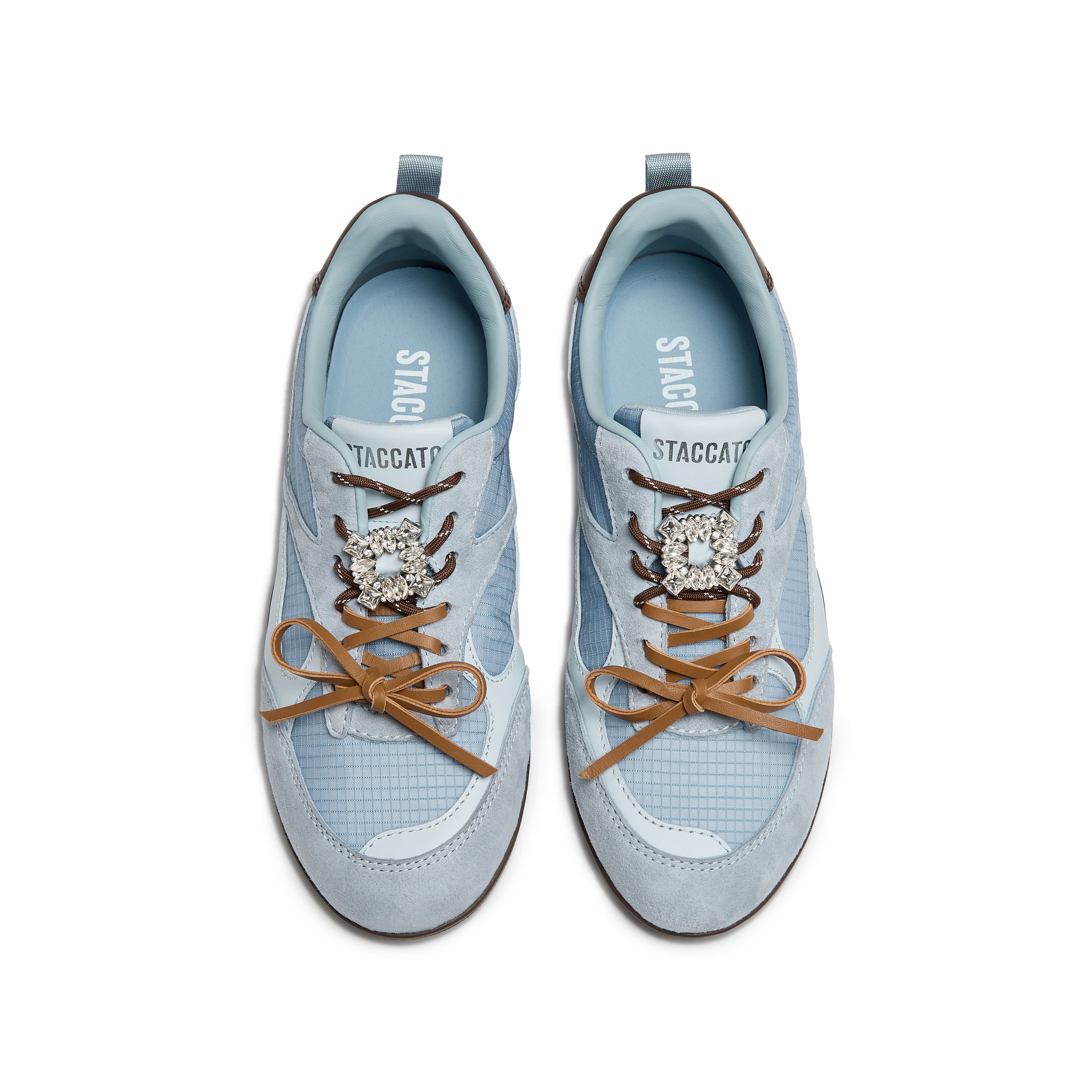 Blue Crystal Embellished Casual Sneakers
