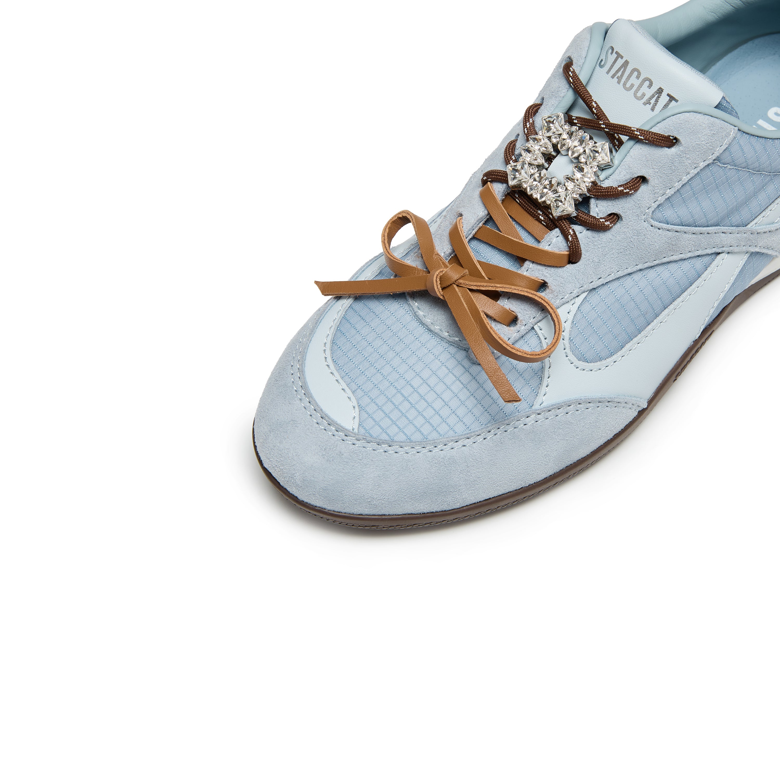 Blue Crystal Embellished Casual Sneakers