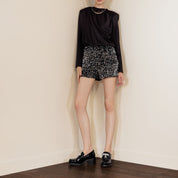 Patent Leather Crystal Bow Block Heel Loafers