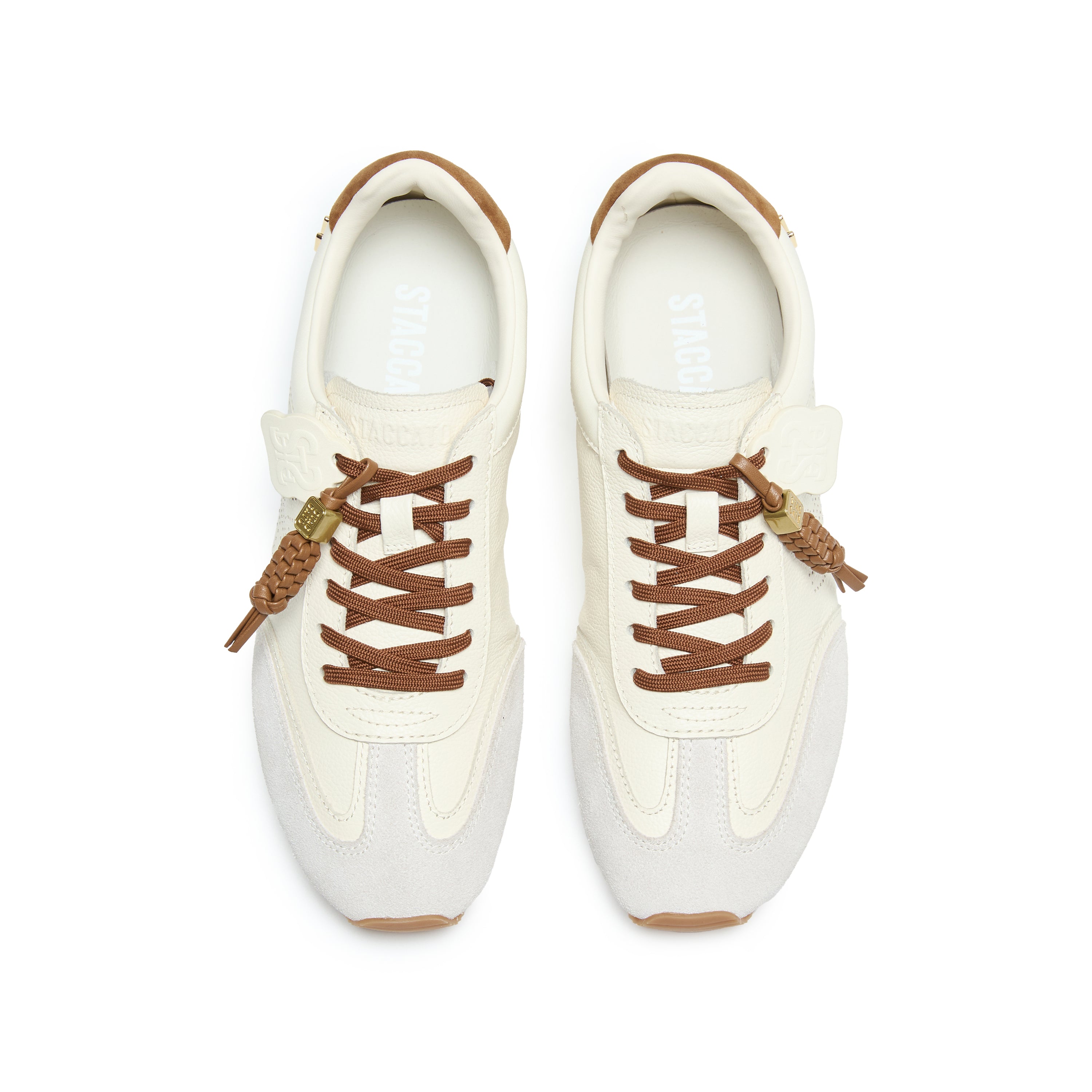 Perforated ST Logo Suede Patchwork Flat Sneakers