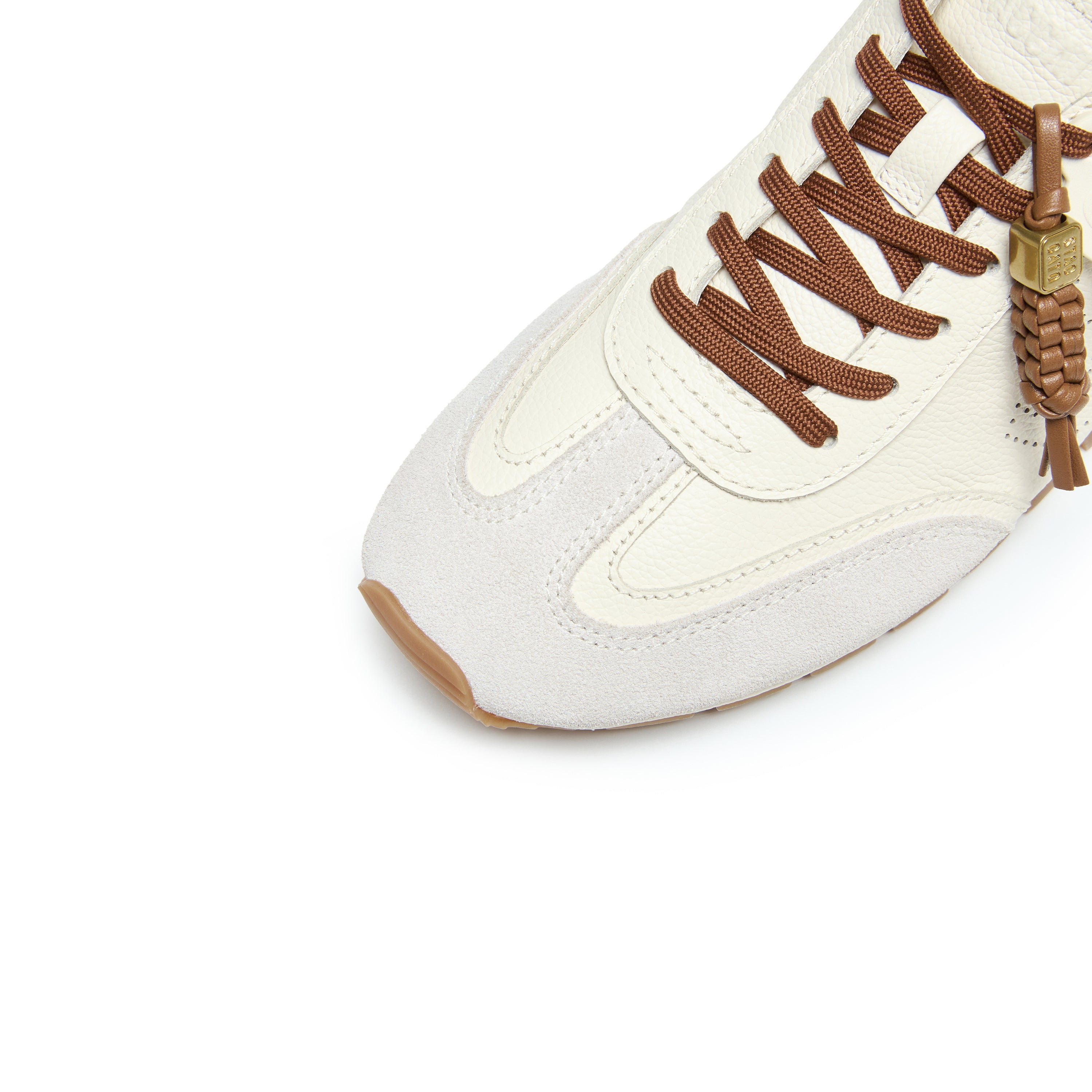 Perforated ST Logo Suede Patchwork Flat Sneakers