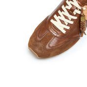 Brown Perforated ST Logo Suede Patchwork Flat Sneakers