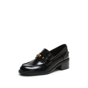 Black Metal Hardware Block Heel Loafers