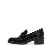 Black Metal Hardware Block Heel Loafers