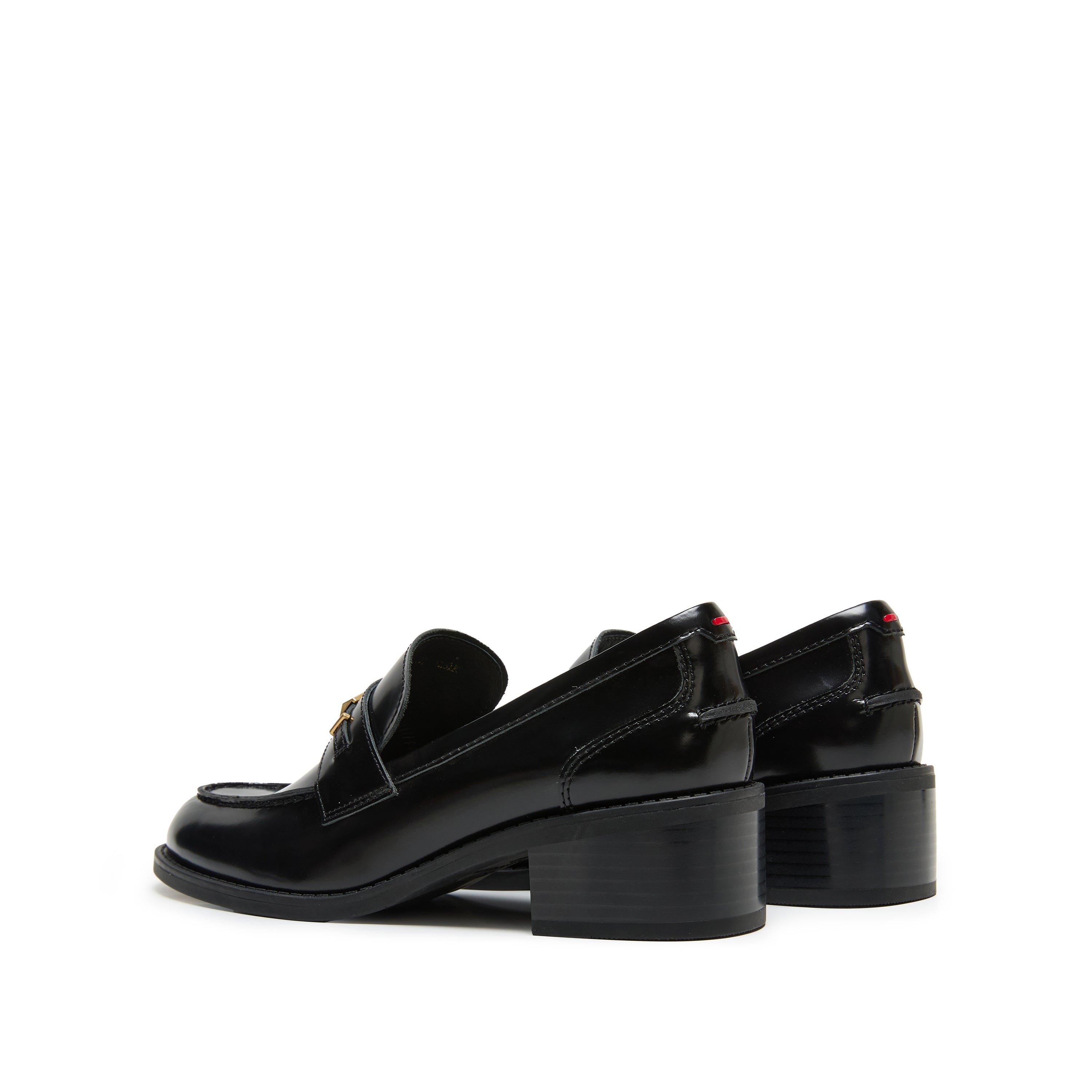 Black Metal Hardware Block Heel Loafers