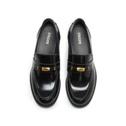 Black Metal Hardware Block Heel Loafers