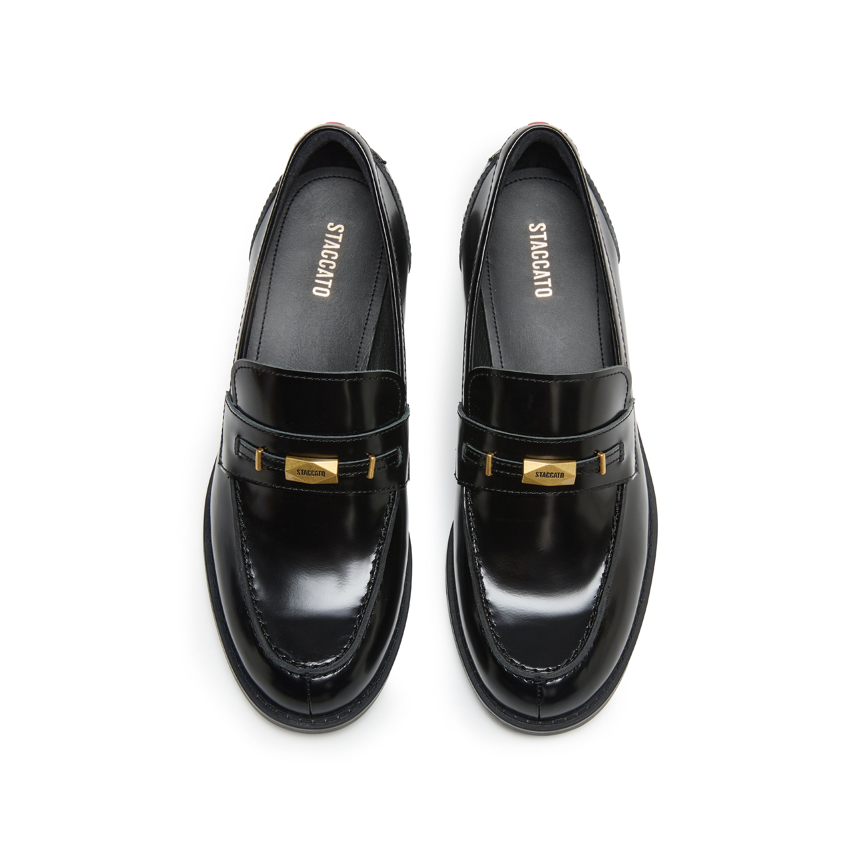 Black Metal Hardware Block Heel Loafers