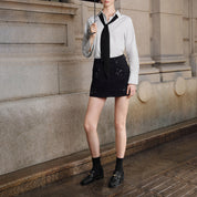 Black Metal Hardware Block Heel Loafers