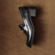 Black Metal Hardware Block Heel Loafers