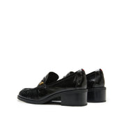 Black Suede Block Heel Penny Loafers