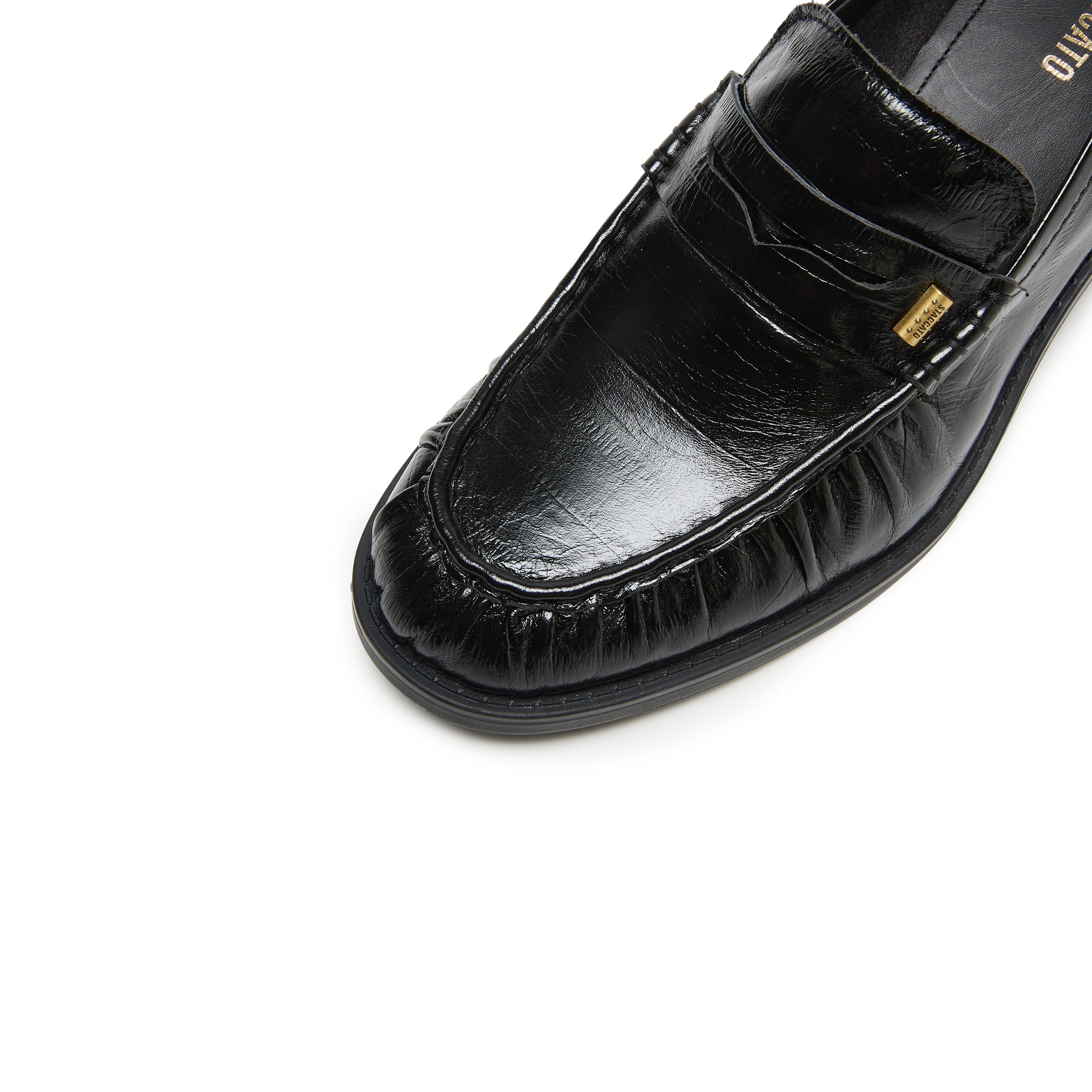 Black Suede Block Heel Penny Loafers