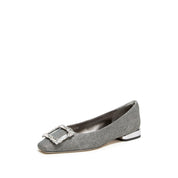 Glitter Crystal Square Buckle Low Heel Flats