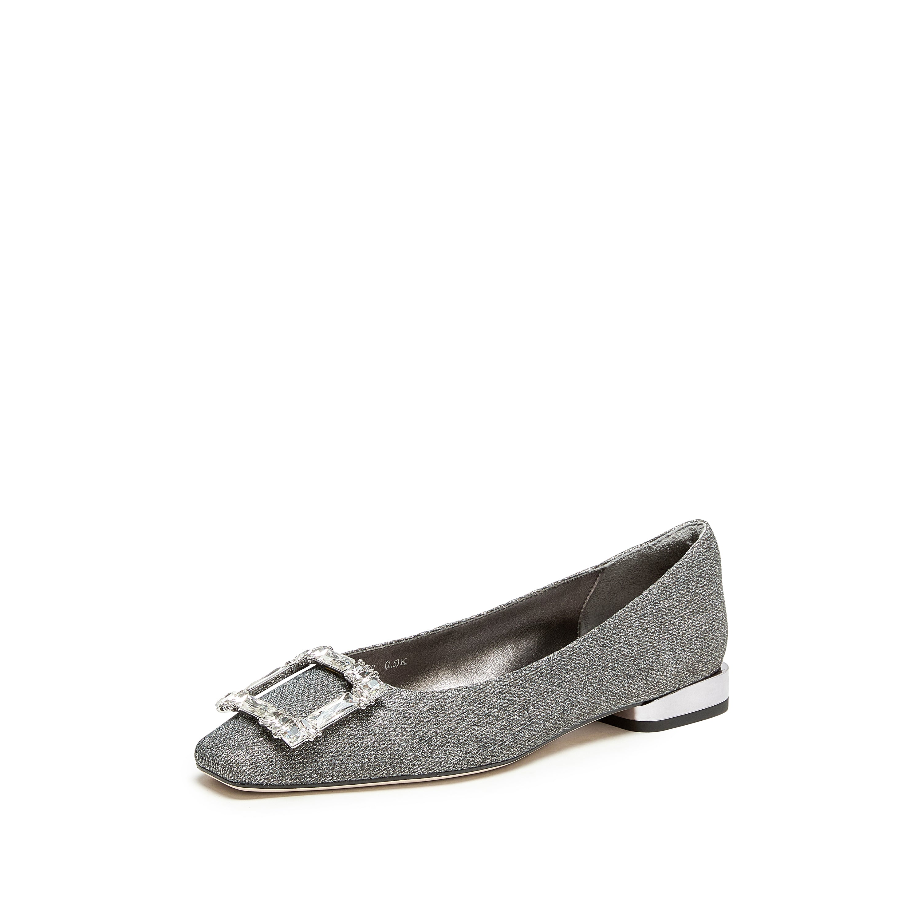Glitter Crystal Square Buckle Low Heel Flats